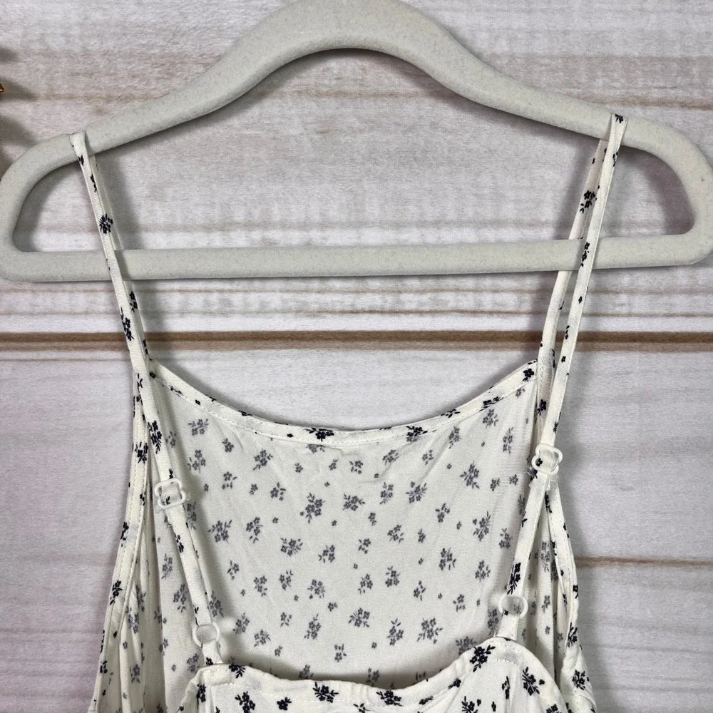 H&M Kids Floral Spaghetti Strap‎ Dress White Navy Blue Size 12 US 146 EUR